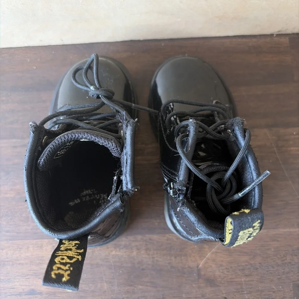 Doc Martin Toddler Size 5 - Black Glossy Combat Boots Zip Up